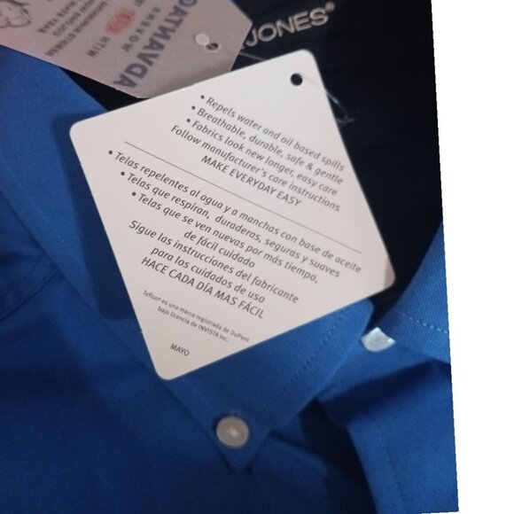 Devon & Jones imagineering Mens Button-Up Shirt Teflon-Protected Blue Medium - Picture 5 of 14
